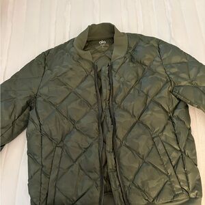 Alo Quilted Green Bomber Jacket